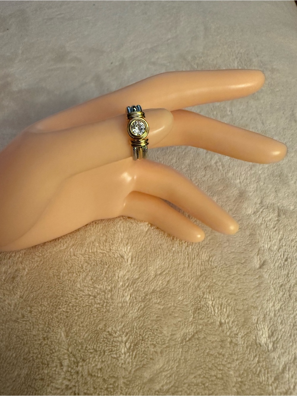Gold-Tone Crystal Solitaire Ring for Women